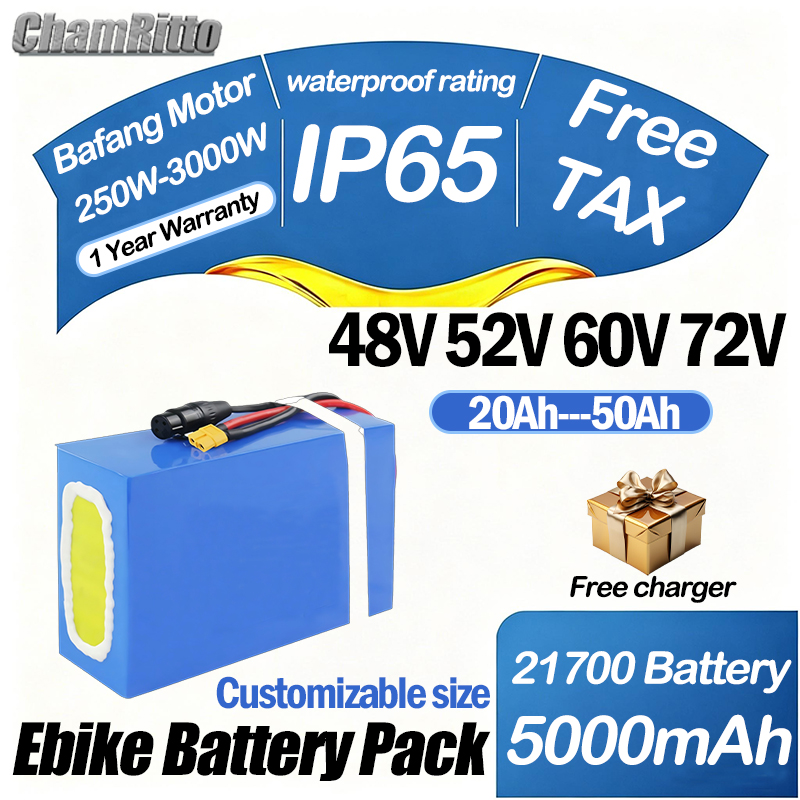 72V 50Ah 21700 Lithium Battery - 60V 72V 2000W e-bike elektrische fiets